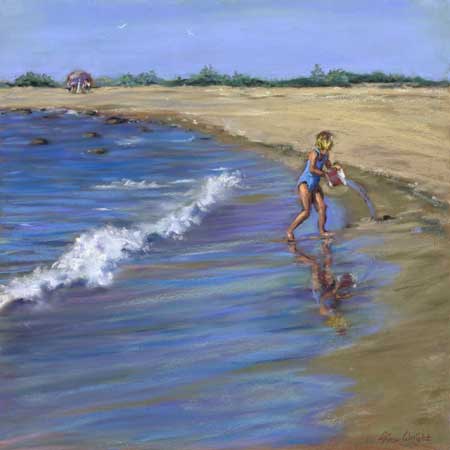 Beach Reflections, Pastel