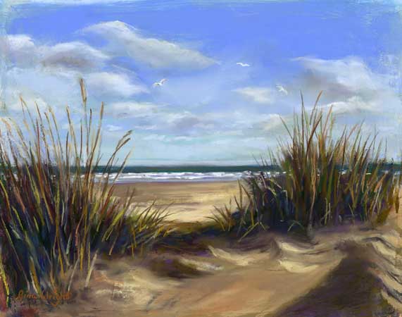 On The Dunes, St. Andrews, Pastel